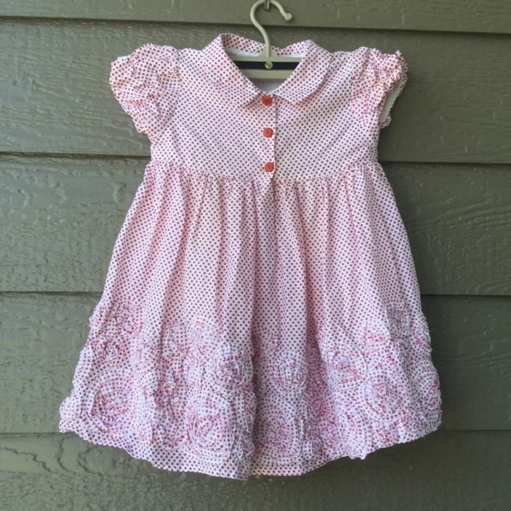 Dave & Bella fine collection Girls Dress Dots print, 4T, 100% cotton